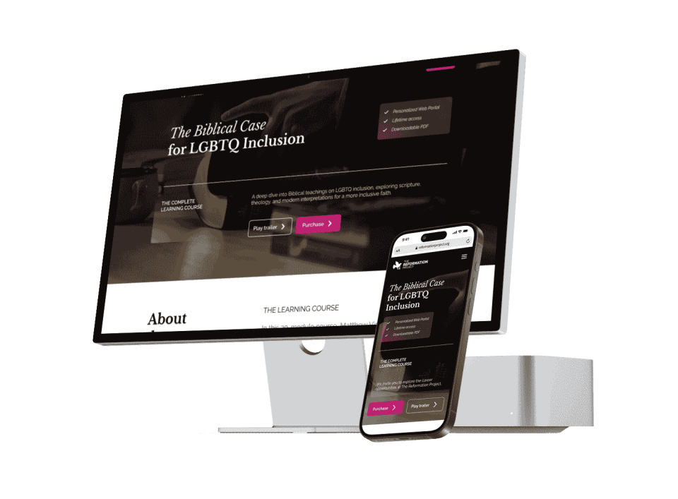 The Biblical Case for LGBTQ Inclusion course shown on desktop and mobile